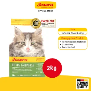 Sejak lahir, anak kucing membutuhkan perawatan khusus, begitu juga dengan induknya. Terutama pada bulan-bulan awal, sangat penting untuk memberikan nutrisi yang dibutuhkan. JOSERA Kitten Grain-Free memenuhi kebutuhan khusus tersebut dengan resep tinggi energi, mudah dicerna, dan menggunakan daging unggas yang lezat.